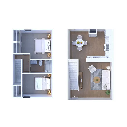 Floor plan 2BR - 1BTH Renovated