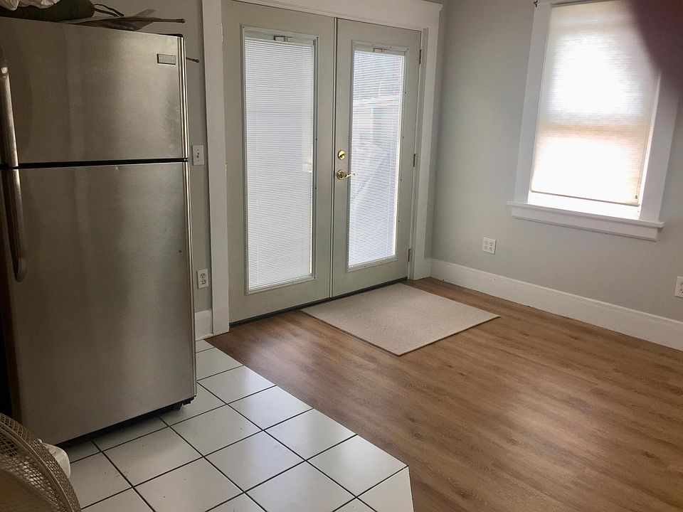 kitchen / living room with french doors to deck