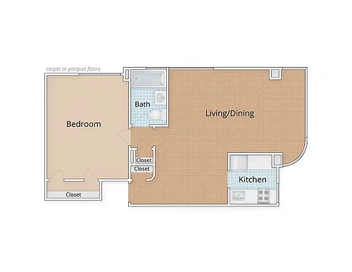 Floor plan Large One Bedroom