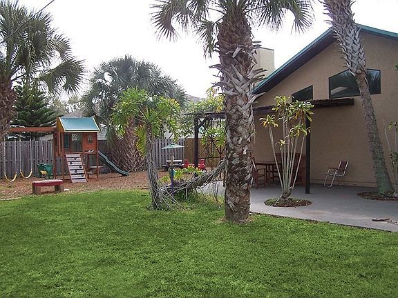 Backyard with patio and playground