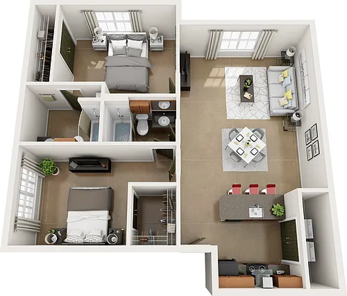 Floor plan Sequoia (Two Bed, Two Bath)