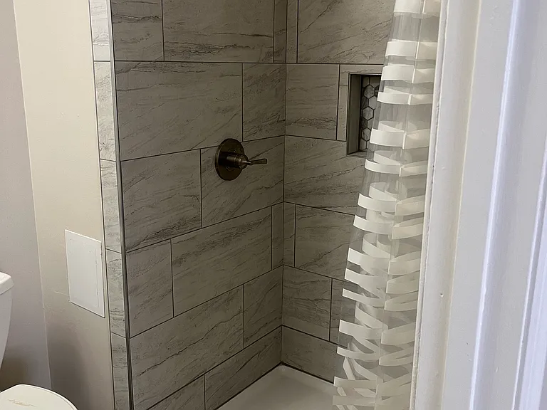 Primary bathroom with new walk in shower