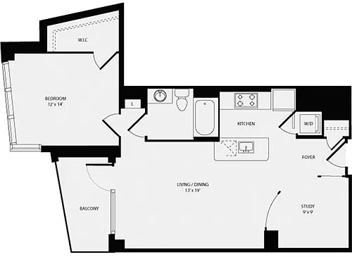 Floor plan 1 Bedroom V