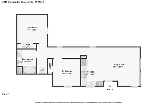 Floor plan 2 Bedroom with Private Garage