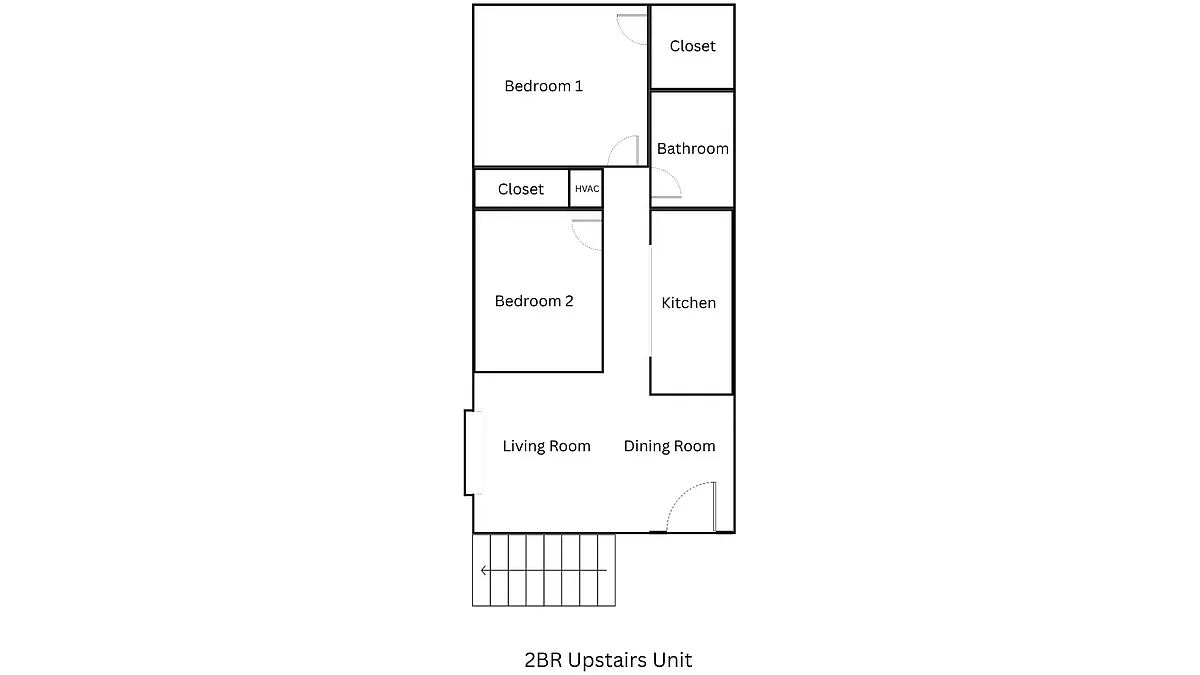 Floor plan 2 beds 1 bath- upstairs