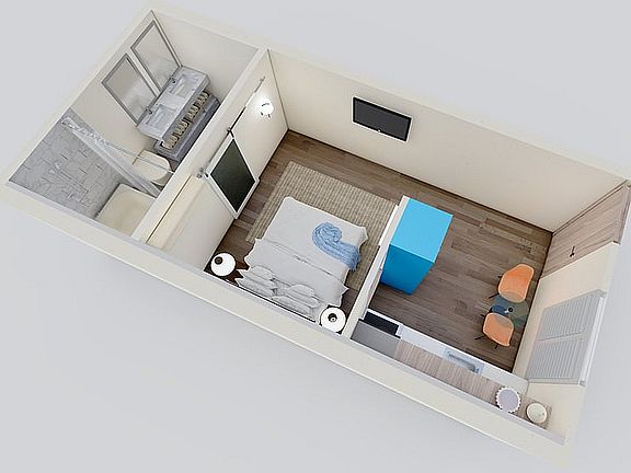 Luxury Studio Apartment 3D Floorplan
