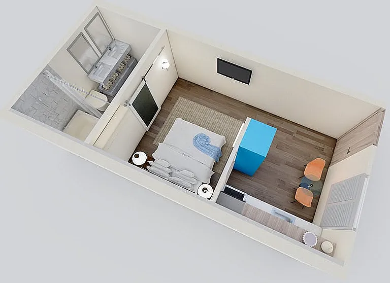 Luxury Studio Apartment 3D Floorplan