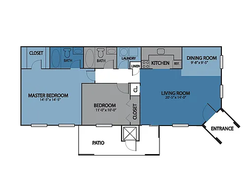 Floor plan The Winterthur 2BR 2BA 1st Fl