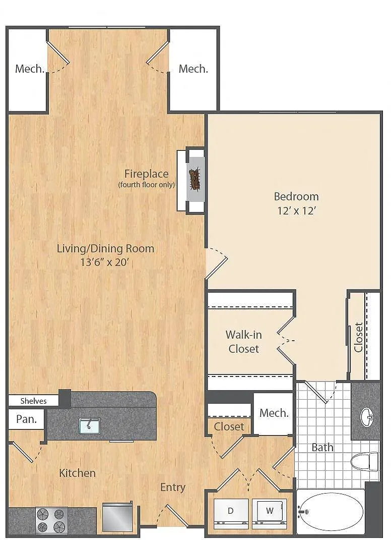 Floor plan 1 Bed/1 Bath-A4a