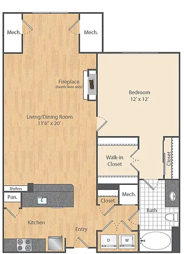 Floor plan 1 Bed/1 Bath-A4a