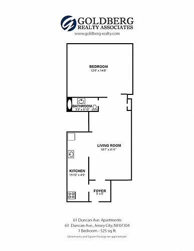 Floor plan One Bedroom, One Bathroom