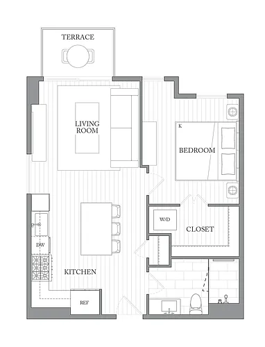 Floor plan 1K