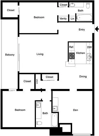 Floor plan 2 Bedroom 2 Bath