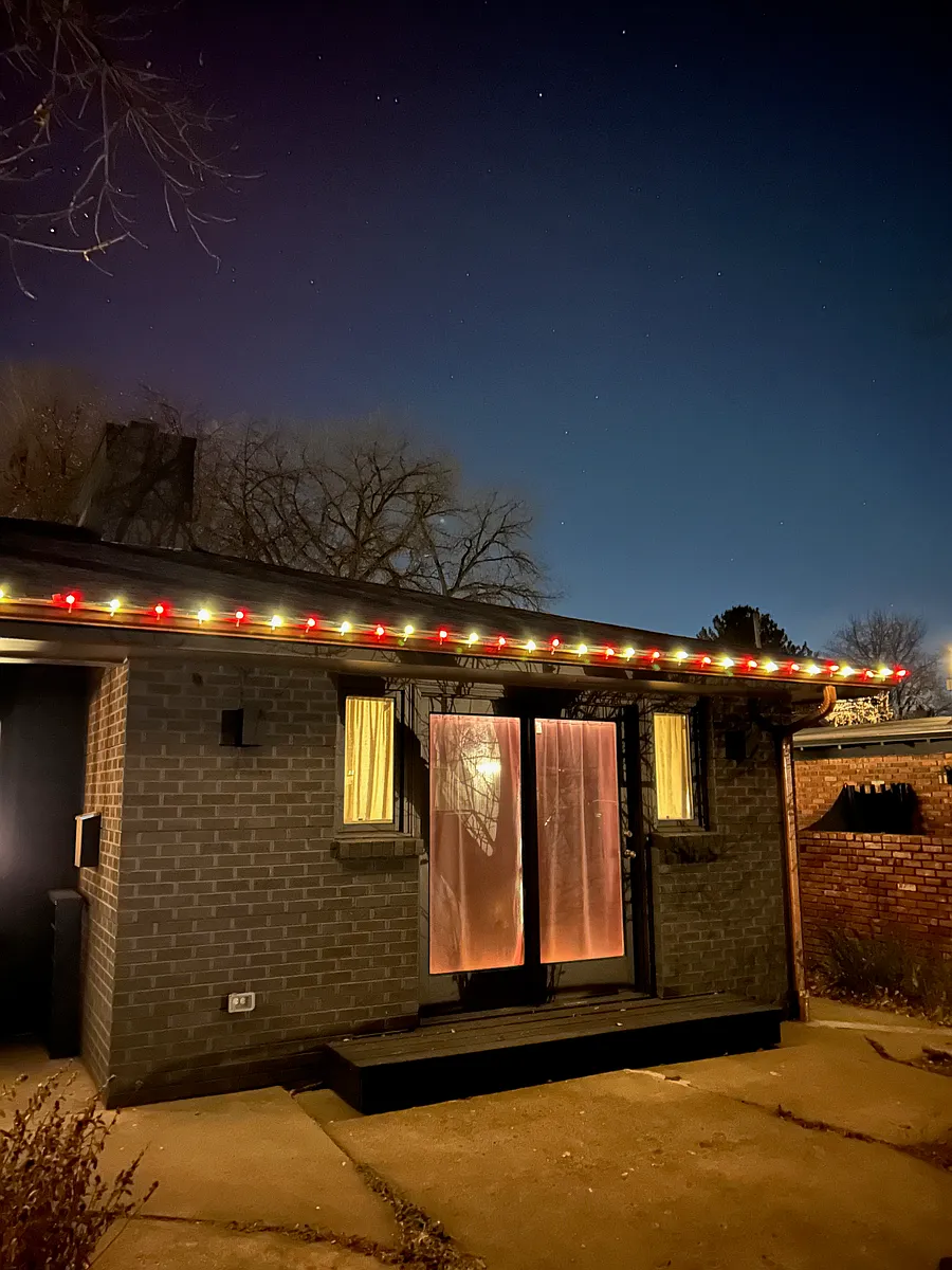 Front of apartment during winter northern lights - 3210 Arnett St