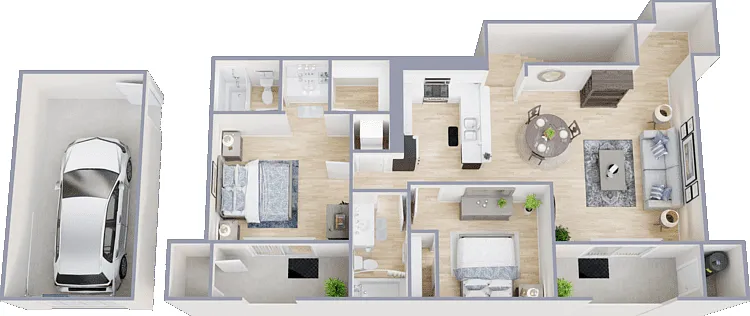 San Luis Rey Corner 2 with Attached Garage Floorplan Diagram