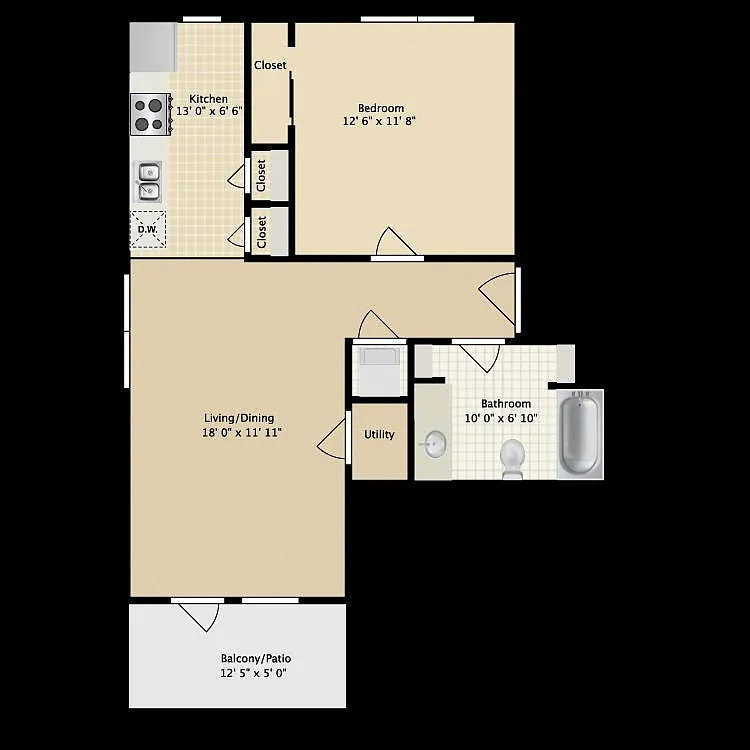 Floor plan Village Solars Large 1 Bed