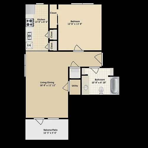 Floor plan Village Solars Large 1 Bed