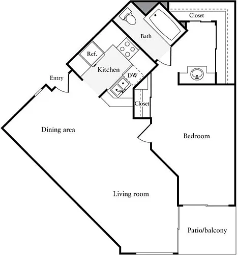 Floor plan 1 Bedroom C