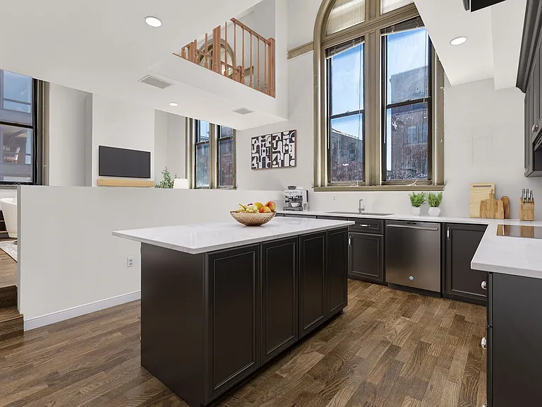 Ground Floor (3rd Floor) Kitchen Iwith 17' soaring windows and Ceilings; Vaulted and spacious everything