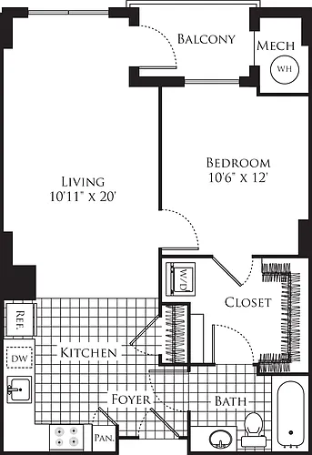 Floor plan 1 Bedroom- 660