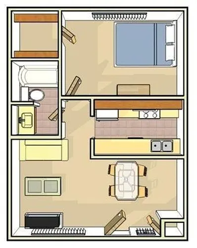 Floor plan 1x1 Santorini