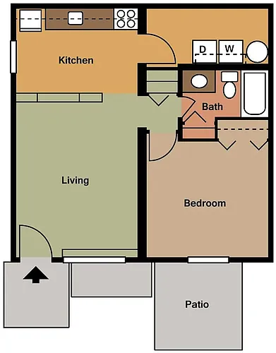 Floor plan 1 Bedroom Renovated