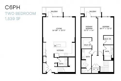 Floor plan Two Bedroom Penthouse C6ph