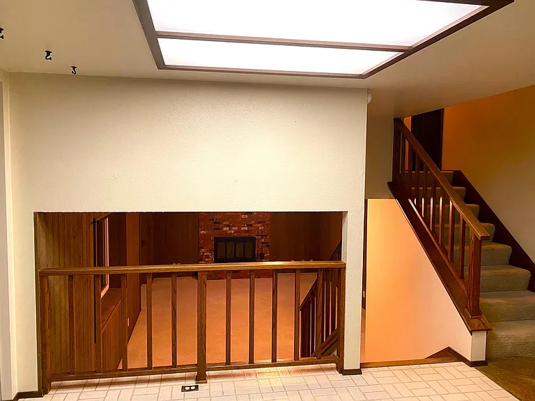 Kitchen to lower living room view