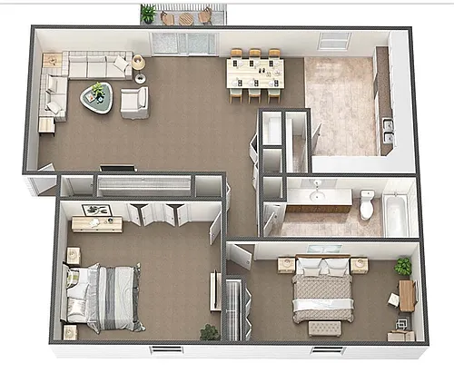 Floor plan 2 Bed 1 Baths