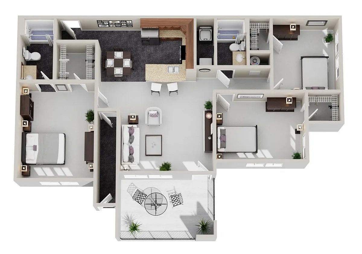 Floor plan 3 Bed 2 Bath with Optional Fireplace
