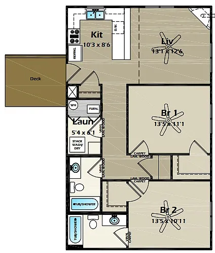 Floor plan 2x2 Tidal - 640 &amp; 600 Bldg