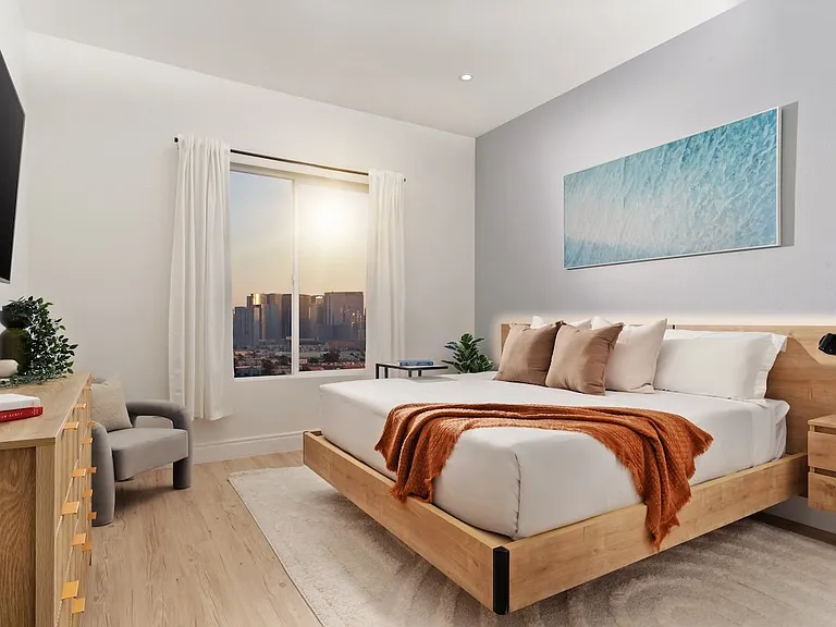 Comfortable bedroom at Otonomus Las Vegas