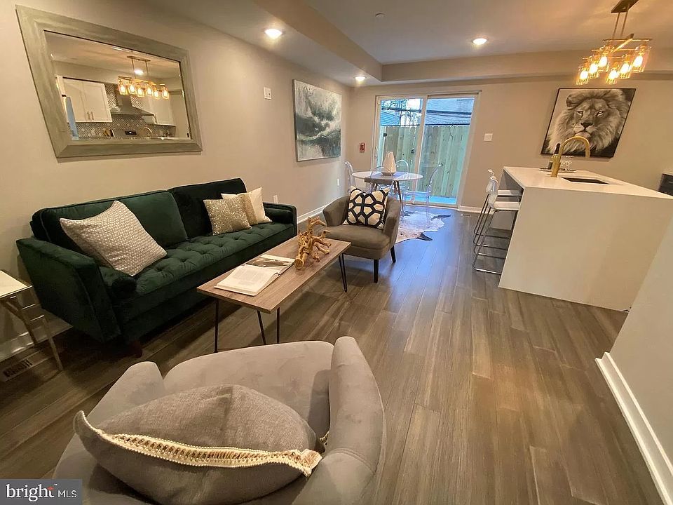 Living room and doors to patio