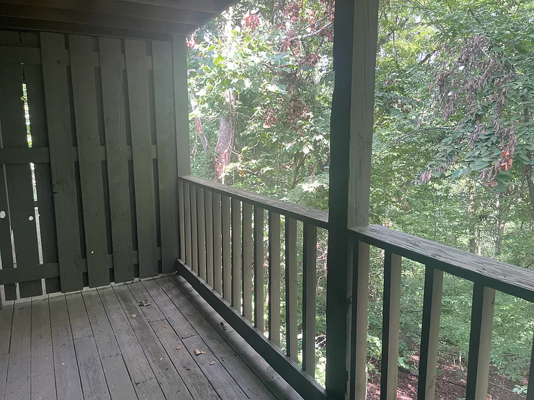 Wooded deck. Lovely retreat from busy days'.On edge of woods. Listen to the birds!! Hang bird feeder.