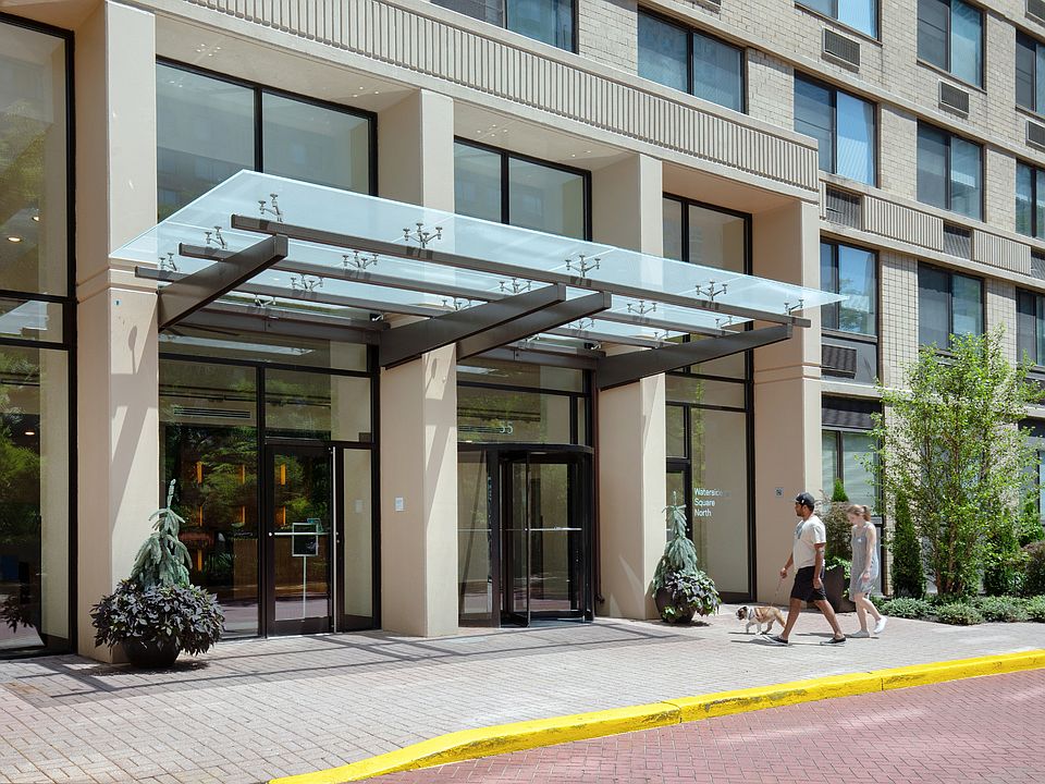 A functional and welcoming canopy entry at Waterside Square North