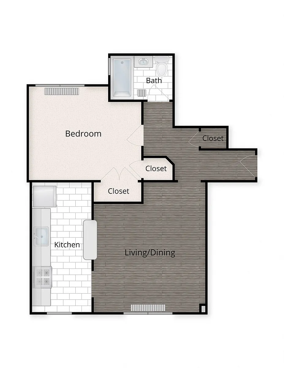 Floor plan Large One Bedroom