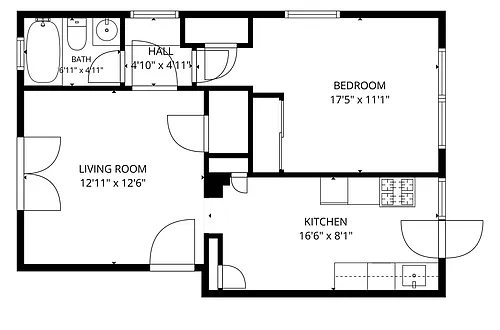 Floor plan 1BR/1BA