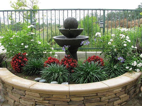 Lovely hardscape including calming Zen fountain
