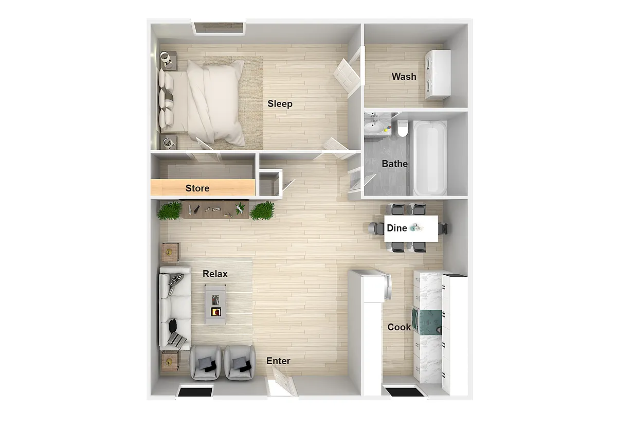 Floor plan 1 Bedroom 1 Bathroom Renovated