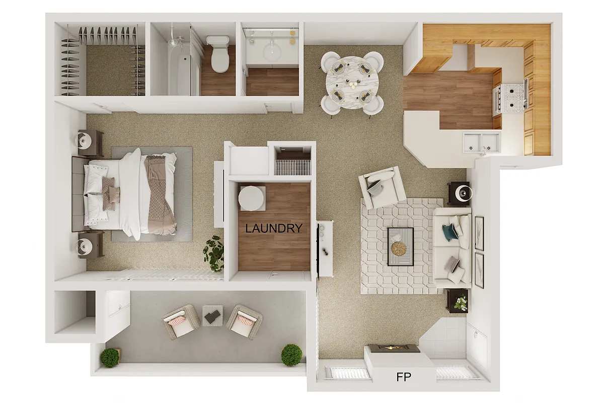 Floor plan 1 Bed 1 Bath B