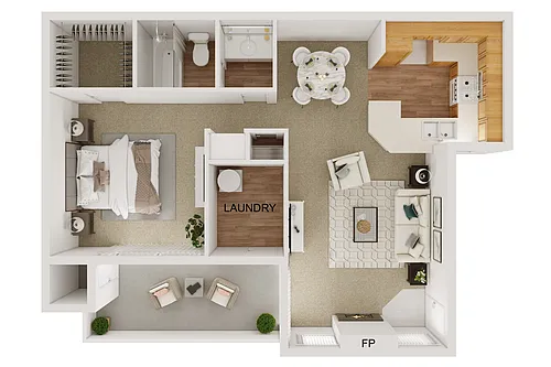 Floor plan 1 Bed 1 Bath B