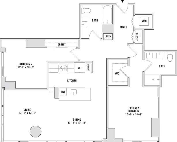 Two Bedroom B13 - 1302 Sq. Ft. - Residences 5307-5507 Two Bedroom B13 - 1302 Sq. Ft. - Residences 5307-5507
