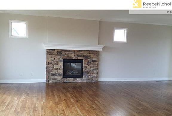 Stone fireplace in great room