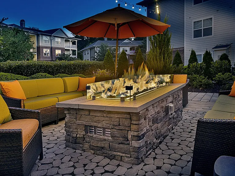 Outdoor fire pit with lounge seating
