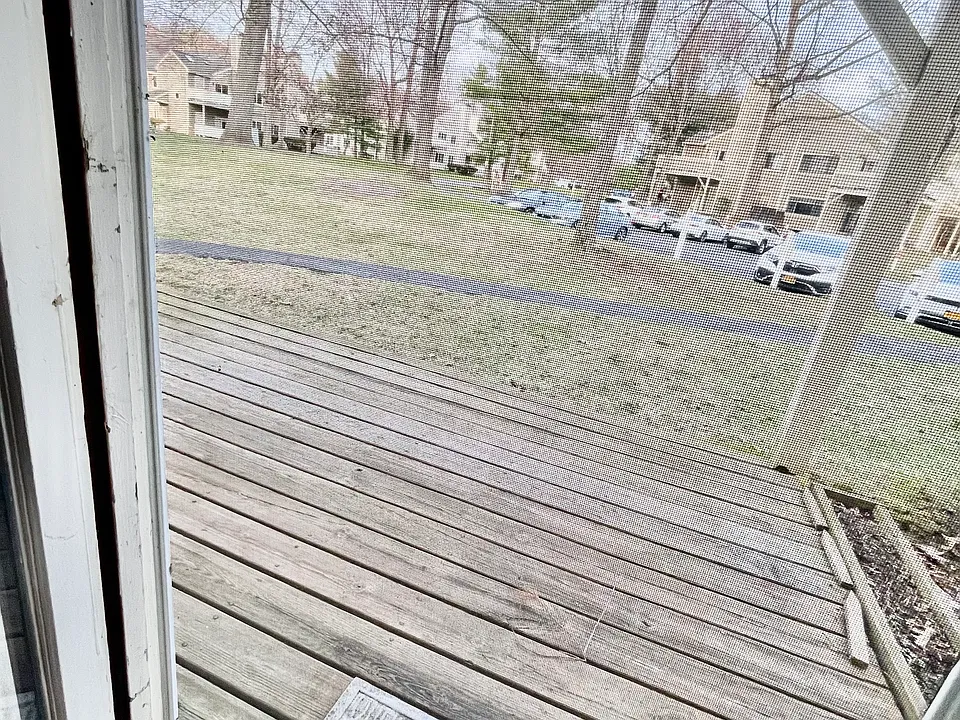 Deck off of living room.