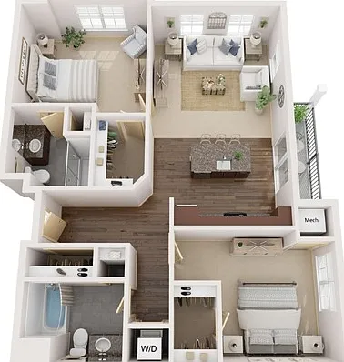 Floor Plan D2 | Elan | Apartments in Fitchburg, WI Floor Plan D2 | Elan | Apartments in Fitchburg, WI