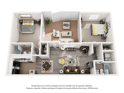 Floor plan 2 Bedroom 2 Bath Deluxe