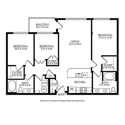 Floor plan 3 Bedroom / 2 Bath