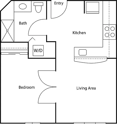 Floor plan 1x1 B3 - Alt