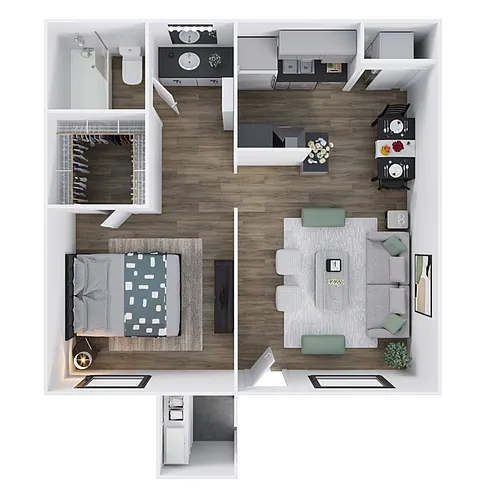 Floor plan One Bed One Bath B